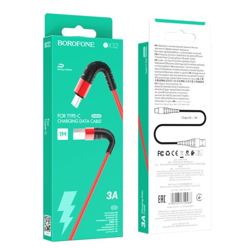 Borofone BX32 USB - USB-C kábel, 1m, 3A, piros