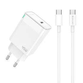   Jellico C105K Hálózati töltő 45W 1 x USB-C +USB-C  - Lightning kábel, fehér