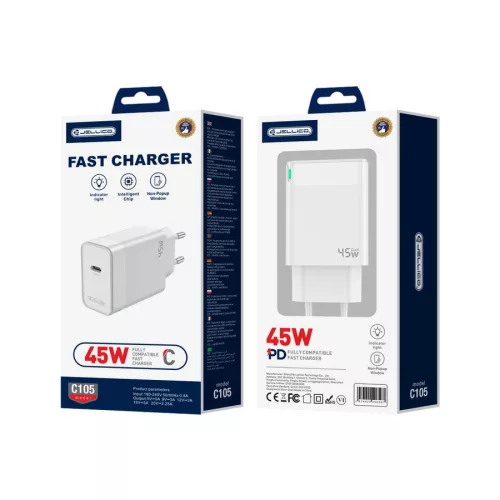 Jellico C105 Hálózati töltő 45W 1 x USB-C, fehér