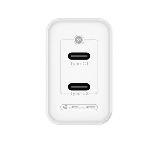 Jellico C106 Hálózati töltő GaN PD 45W 2 x USB-C, fehér