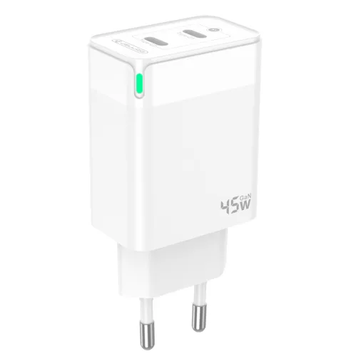 Jellico C106 Hálózati töltő GaN PD 45W 2 x USB-C, fehér