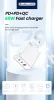 Jellico fali töltő C79 GaN PD 65W 2xUSB-C + 1xUSB QC3.0 + kábel USB-C - USB-C, fehér