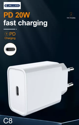 Jellico C8 Hálózati töltő USB-C, 20W, Fehér