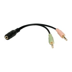   Logilink Audiokábel, 2x 3,5 mm 3-Pin/M-3,5 mm 4-Pin/F, fekete, 0,15 m (CA0020)