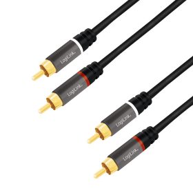   Logilink Audiokábel, 2x RCA/M - 2x RCA/M, fém, 2 m (CA1204)