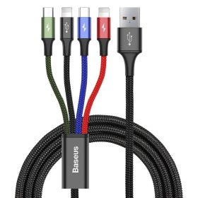   Baseus 4in1 USB-C / 2x Lightning / Micro 3.5A 1.2m kábel, fekete (CA1T4-A01)