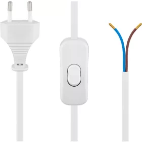   Well CABLE-PWSW-1XEU/2M-WE-WL Kapcsolós hálózati kábel szabad vezeték véggel 2 m, fehér