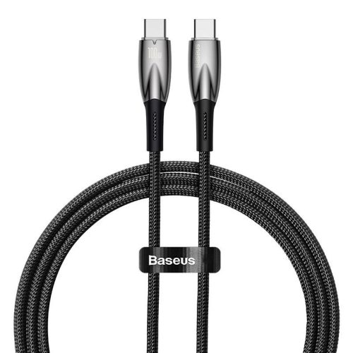 Baseus CADH000701 Glimmer Series USB-C apa - USB-C apa Adat és töltőkábel - Fekete (1m)