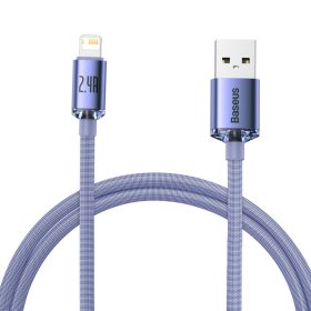   Baseus CAJY000005 Crystal Shine Series Fast Charging Data Cable USB-A apa 2.0 - Lightning apa Adat és töltőkábel - Lila (1.2m)