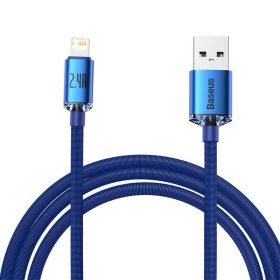   Baseus CAJY000103 Crystal Shine Series Fast Charging Data Cable USB-A apa 2.0 - Lightning apa Adat és töltőkábel - Kék (2m)