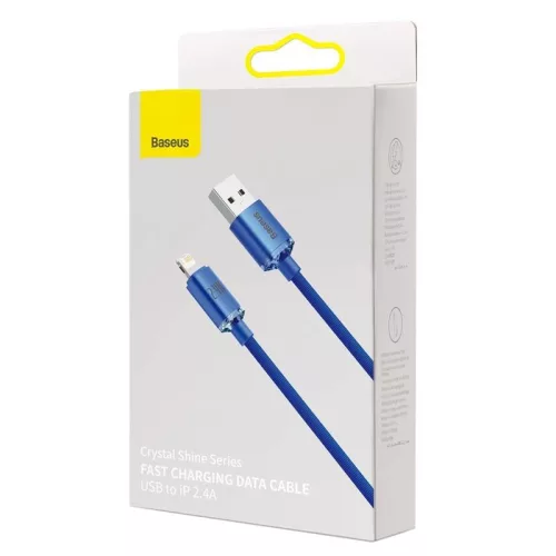 Baseus CAJY000103 Crystal Shine Series Fast Charging Data Cable USB-A apa 2.0 - Lightning apa Adat és töltőkábel - Kék (2m)