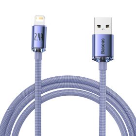   Baseus CAJY000105 Crystal Shine Series Fast Charging Data Cable USB-A apa 2.0 - Lightning apa Adat és töltőkábel - Ibolya (2m)