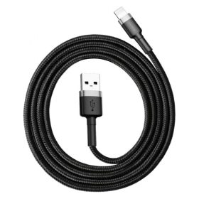   Baseus Cafule nylon fonott USB/Lightning kábel QC3.0 2.4A, 1m, szürke CALKLF-BG1