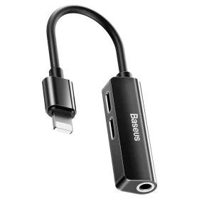   Baseus CALL52-01 audio adapter Lightning / mini jack 3.5mm, 2x Lightning, fekete
