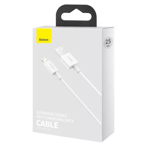 Baseus Type-USB - Lightning Superior Series Gyors töltés, Adatkábel, PD 20W 0.25m, fehér (CATLYS-02)