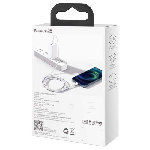 Baseus Superior USB - Lightning kábel 2 m 2,4A fehér (CALYS-C02)