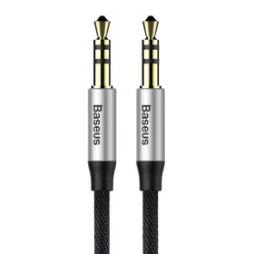   Baseus Yiven audio kábel mini jack 3,5 mm AUX, 1m, fekete/ezüst (CAM30-BS1)