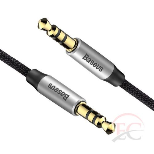 Baseus Yiven audio kábel mini jack 3,5 mm AUX, 1m, fekete/ezüst (CAM30-BS1)