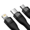 Baseus Flash Series 3 az 1-ben USB-kábel USB-C + micro USB + Lightning 100W 1.2m fekete (CASS030001)