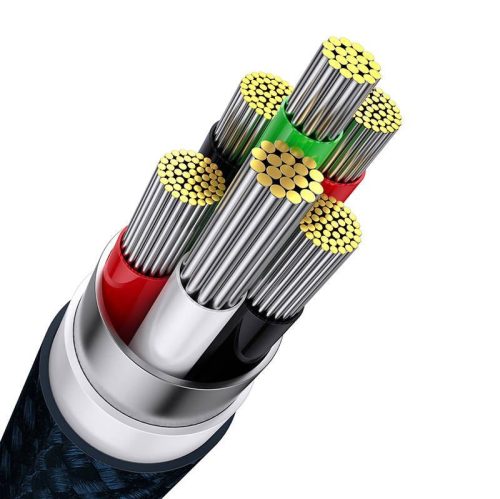 Baseus Flash Series 3 az 1-ben USB-kábel USB-C + micro USB + Lightning 100W 1.2m kék (CASS030003)