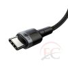 Baseus CATKLF-ALG1 Cafule nylon fonott USB-C PD kábel 2.0 100W 20V 5A,2m, szürke