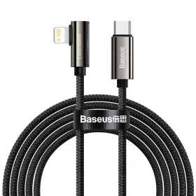   Baseus CATLCS-A01 Legend Series USB-C és Lightning derékszögű kábel, PD, 20 W, 2 m (fekete)