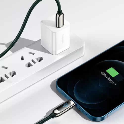 Baseus USB-C-Lightning kijelzőkábel, PD, 20 W, 2 m, zöld (CATLSK-A06)
