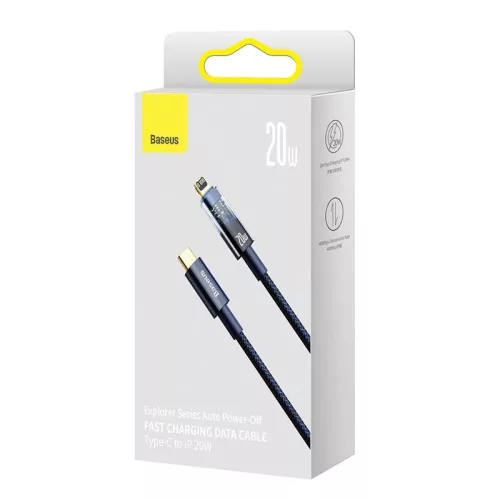 Baseus Explorer Series USB-C apa 2.0 - Lightning apa Adat és töltőkábel - Kék (1m) CATS000003