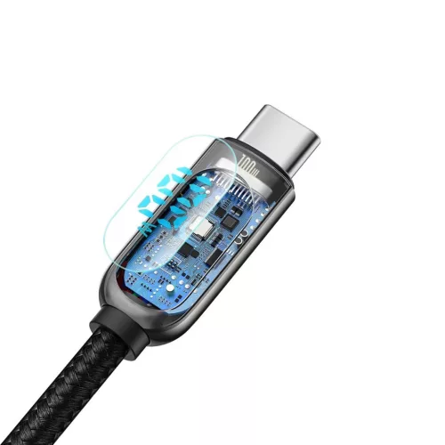 Baseus adatátviteli kábel, USB töltő - Type-C / Type-C, 1m, 100W (20V/5A), LED jelző, PDgyorstöltés támogatás, törésgátló - FEKETE - CATSK-B01