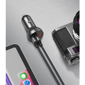   Baseus  CCBX-0G autós töltő, Digital Display Dual USB csatlakozás, digitális kijelzés