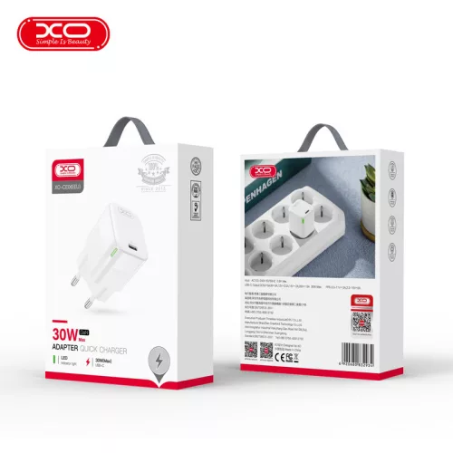 XO CE06 hálózati töltő USB-C 30W QC3.0 - Fehér