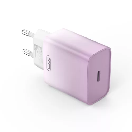 XO CE18 PD hálózati töltő USB-C 30W QC3.0  USB-C-Lightning kábellel– lila-fehér