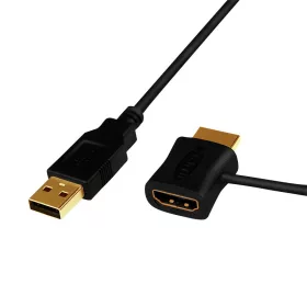   Logilink HDMI hálózati adapter, USB-A/M - HDMI-A/M + HDMI-A/F, 0,15 m (CH0081)