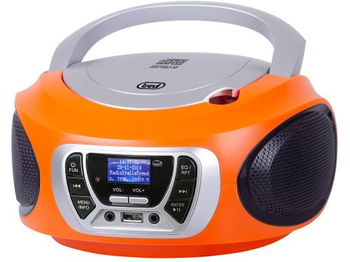 Trevi CMP 510 DAB Hordozható Sztereó Boombox CD-lejátszó, DAB/DAB+, FM rádióval, AUX és USB bemenettel, narancssárga