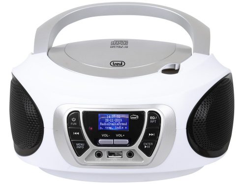 Trevi CMP 510 DAB Hordozható Sztereó Boombox CD-lejátszó, DAB/DAB+, FM rádióval, AUX és USB bemenettel, fehér szín