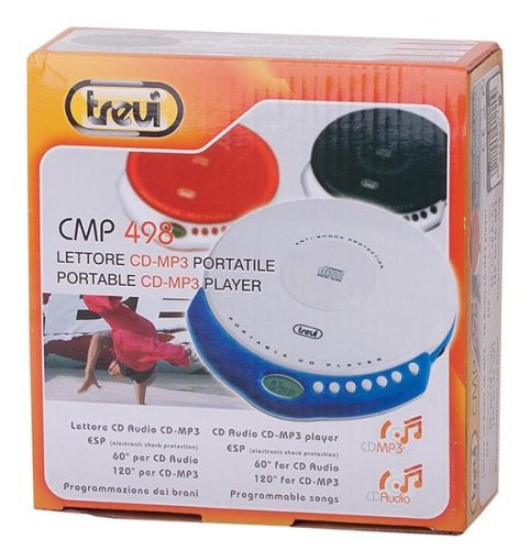 Trevi CMP 498 Hordozható CD lejátszó, fekete/ezüst színben, fülhallgatóval