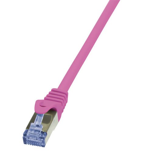 LogiLink Patch kábel PrimeLine, Cat.6A, S/FTP, rózsaszín, 0,25 m