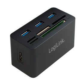   LogiLink USB 3.0 hub, minden az egyben kártyaolvasóval, fekete (CR0042)