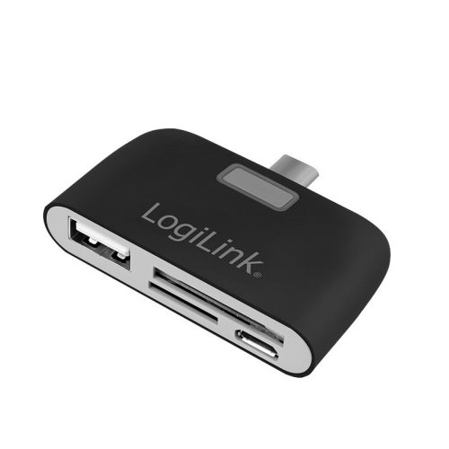 Logilink USB-C hub, kártyaolvasóval SD/microSD-hez, fekete