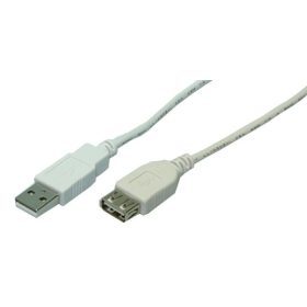   LogiLink USB 2.0 kábel, USB-A/M - USB-A/F, szürke, 2 m (CU0010)