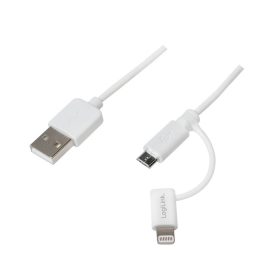   Logilink USB 2.0 kábel, USB-A/M - Micro-USB + Lightning/M, fehér, 1 m (CU0118)