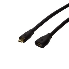   Logilink USB 2.0 kábel, Micro-USB/M - Micro-USB/F, fekete, 5 m (CU0125)