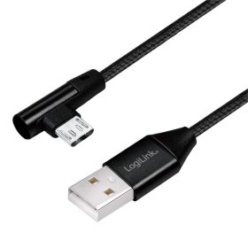   Logilink USB 2.0 kábel, USB-A/M - 90  Micro-USB/M, szövet, 0,3 m (CU0141)