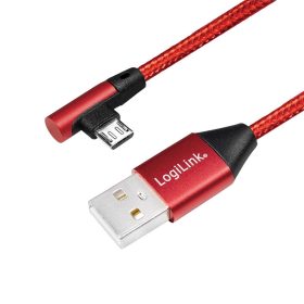   Logilink USB 2.0 kábel, USB-A/M - Micro-USB/M 90 , szövet, fém, 1 m (CU0150)