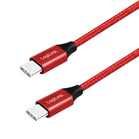   Logilink USB 2.0 Type-C kábel, C/M-C/M, fém, szövet, 1 m (CU0156)
