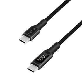  LogiLink USB 2.0 Type-C kábel, C/M-USB-C/M, E-jel, PD, kijelző, fekete, 1 m (CU0181)