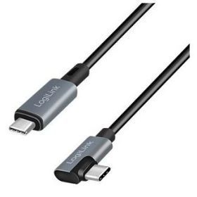   Logilink USB 2.0 Type-C kábel, C/M 90 fok - USB-C/M, E-jel, PD, fekete, 3 m (CU0184)