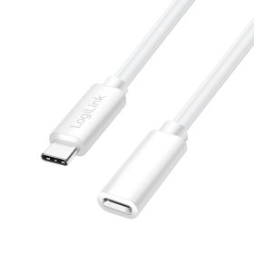   Logilink USB 2.0 Type-C kábel, C/M-USB-C/F, PD, fehér, 2 m (CU0221)