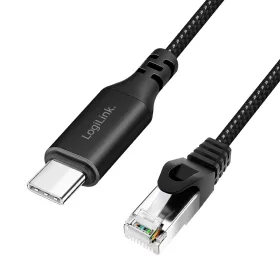   Logilink USB 3.2 Type-C Ethernet kábel, C/M   RJ45/M, 1 Gbps, aktív, fekete/szürke, 3 m (CU0413)