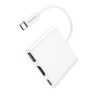 Borofone DH4, 3 hub, USB 3.1 C típusú - HDMI 4K átalakító, USB 3.0 és C típusú USB, fehér